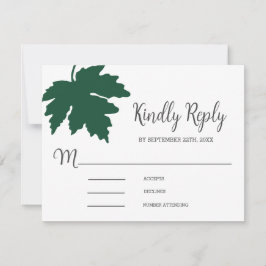 Green Autum Maple Leaf Wedding RSVP Kaart
