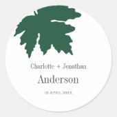 Green Autumn Maple Leaf Wedding Favors Ronde Sticker (Voorkant)