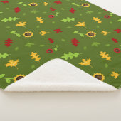 Green Autumn Pattern Sherpa Blanket Deken (3/4)
