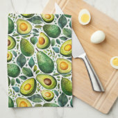 Green Avocado and Herb Kitchen Towel  Theedoek (Quarter Fold)