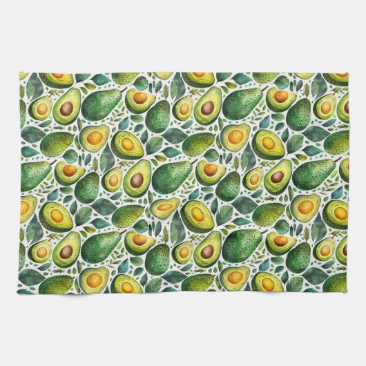 Green Avocado and Herb Kitchen Towel Theedoek (Horizontaal)