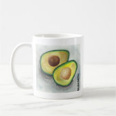Green Avocado Cut in Half Waterverf Koffiemok (Links)