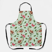 Green Avocado en Butterflies Waterverf Pattern Schort (Voorkant)