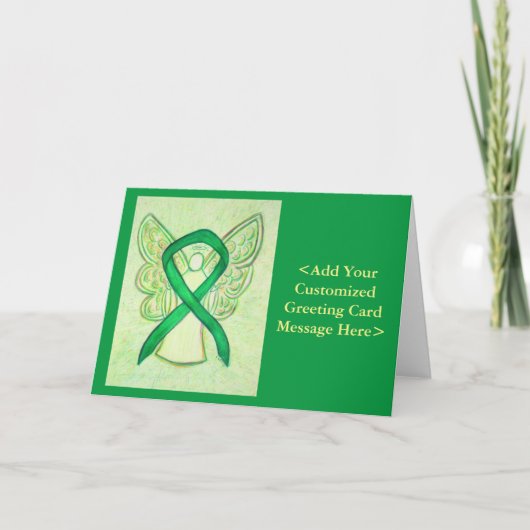 Green Awareness Ribbon Angel - Aangepaste kaarten (Voorkant)