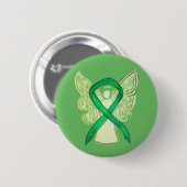 Green Awareness Ribbon Angel Art Button (Voorkant /achterkant)
