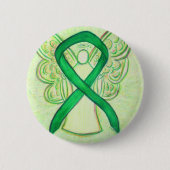 Green Awareness Ribbon Angel Art Button (Voorkant)