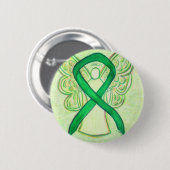 Green Awareness Ribbon Angel Art Button (Voorkant /achterkant)