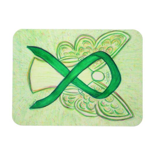 Green Awareness Ribbon Angel Art Custom Magnet Magneet (Horizontaal)