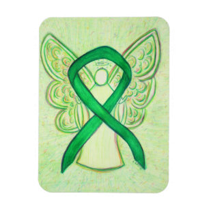 Green Awareness Ribbon Angel Art Custom Magnet Magneet