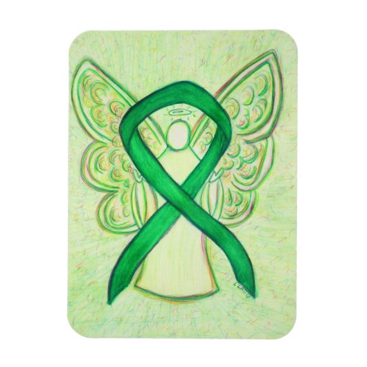 Green Awareness Ribbon Angel Art Custom Magnet Magneet (Verticaal)
