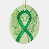 Green Awareness Ribbon Angel Custom Art Ornaments Keramisch Ornament (Rechts)