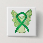 Green Awareness Ribbon Angel Custom Art Pins Vierkante Button 5,1 Cm (Voorkant)