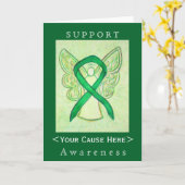 Green Awareness Ribbon Angel Gepersonaliseerd Card Kaart (Gele Bloem)