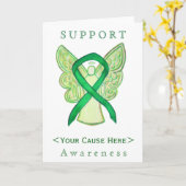Green Awareness Ribbon Angel Gepersonaliseerd Card Kaart (Gele Bloem)