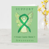 Green Awareness Ribbon Angel Gepersonaliseerd Card Kaart (Gele Bloem)