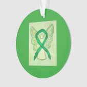Green Awareness Ribbon Angel Gepersonaliseerd sier Ornament (voorkant)