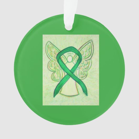 Green Awareness Ribbon Angel Gepersonaliseerd sier Ornament (voorkant)