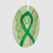 Green Awareness Ribbon Angel Gepersonaliseerd sier Ornament (voorkant)