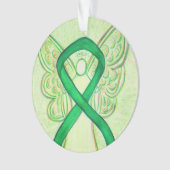 Green Awareness Ribbon Angel Gepersonaliseerd sier Ornament (voorkant)