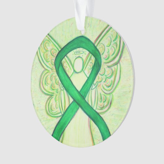 Green Awareness Ribbon Angel Gepersonaliseerd sier Ornament (voorkant)