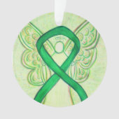 Green Awareness Ribbon Angel Gepersonaliseerd sier Ornament (voorkant)