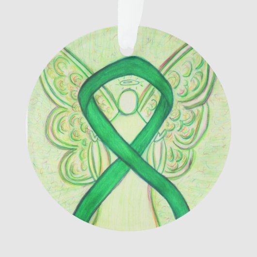 Green Awareness Ribbon Angel Gepersonaliseerd sier Ornament (voorkant)