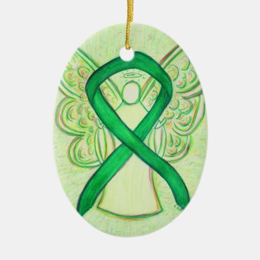 Green Awareness Ribbon Angel Ornament (Voorkant)