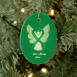 Green Awareness Ribbon Angel Ornament