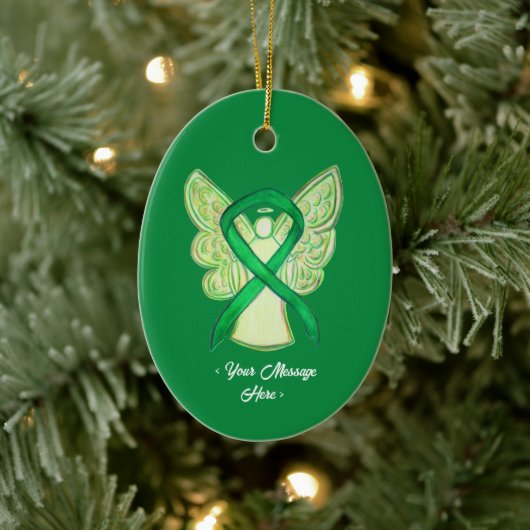 Green Awareness Ribbon Angel Ornament (Boom)