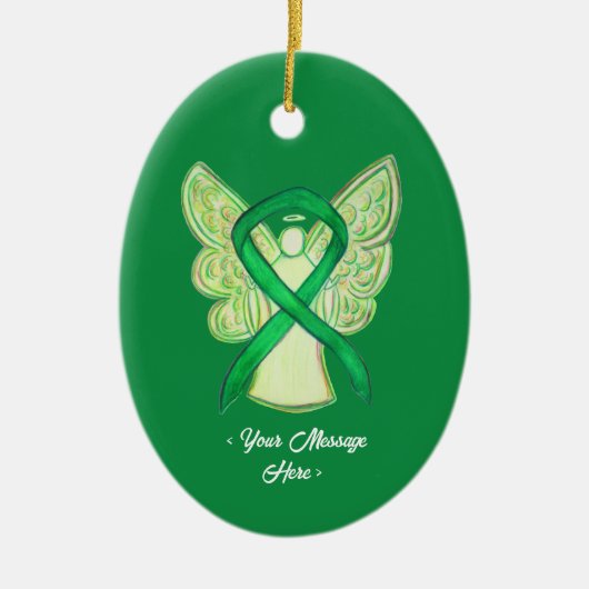 Green Awareness Ribbon Angel Ornament (Voorkant)
