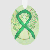 Green Awareness Ribbon Angel Ornament Pendant (voorkant)