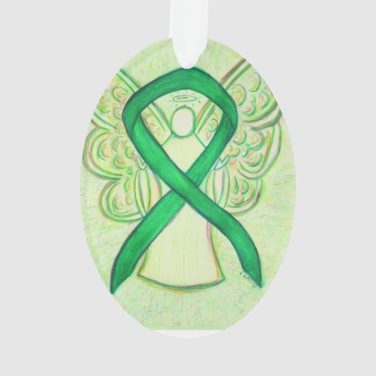 Green Awareness Ribbon Angel Ornament Pendant (achterkant)