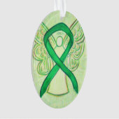 Green Awareness Ribbon Angel Ornament Pendant (voorkant)