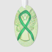 Green Awareness Ribbon Angel Ornament Pendant (voorkant)