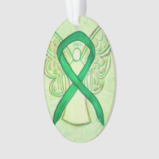 Green Awareness Ribbon Angel Ornament Pendant (voorkant)
