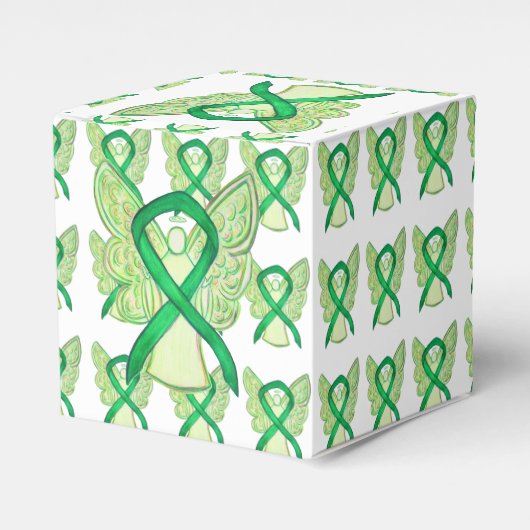 Green Awareness Ribbon Angel Party Favor Boxes Bedankdoosjes (Voorkant Zijde)