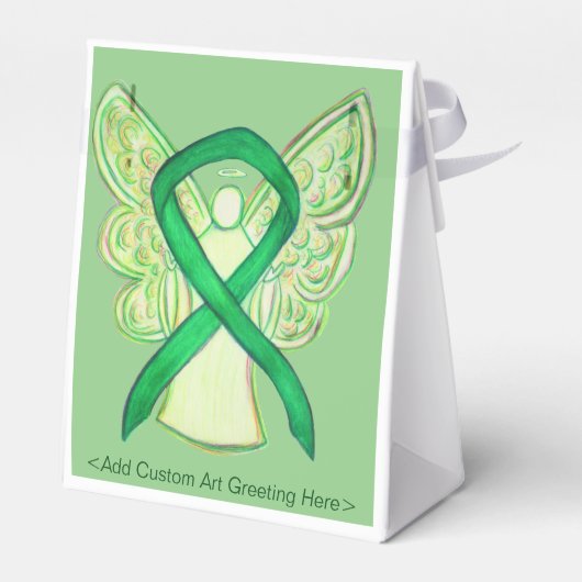 Green Awareness Ribbon Angel Party Favor Boxes Bedankdoosjes (Achterkant)