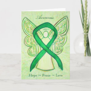 Green Awareness Ribbon Angel Wenskaart Feestdagen Kaart