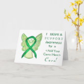 Green Awareness Ribbon Custom Want Angel-kaarten Kaart (Gele Bloem)