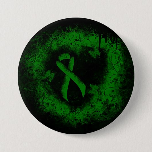 Green Awareness Ribbon Grunge Ronde Button 7,6 Cm (Voorkant)