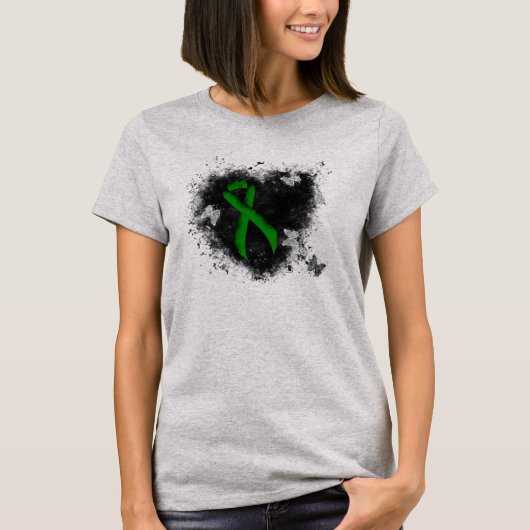 Green Awareness Ribbon Grunge T-shirt (Voorkant)