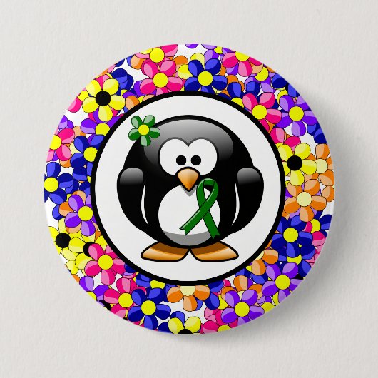 Green Awareness Ribbon Penguin Ronde Button 7,6 Cm (Voorkant)