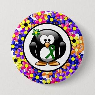 Green Awareness Ribbon Penguin Ronde Button 7,6 Cm