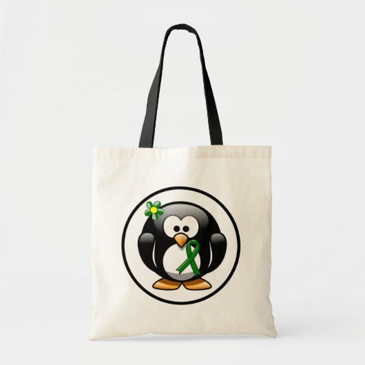 Green Awareness Ribbon Penguin Tote Bag (Voorkant)