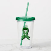 Green Awareness Ribbon White Heart Acryl Drinkbeker (Achterkant)