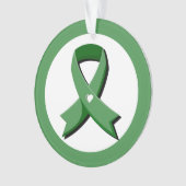 Green Awareness Ribbon White Heart Ornament (voorkant)