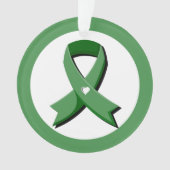 Green Awareness Ribbon White Heart Ornament (voorkant)