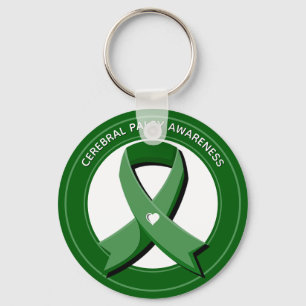 Green Awareness Ribbon White Heart Sleutelhanger