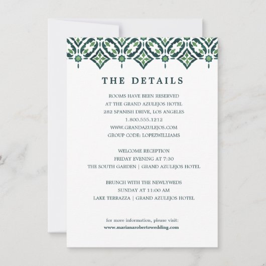 Green Azulejo | GEGEVENS OVER DE bruiloft van Spaa Kaart (Voorkant)