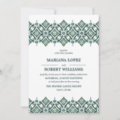 Green Azulejo | Spaanse Tegel border lace Wedding Kaart (Voorkant)